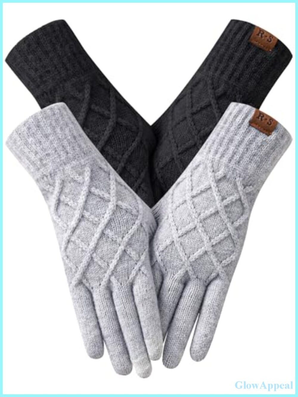 2 Pairs Touch Screen Winter Gloves Women Thermal Knit Warm Driving
